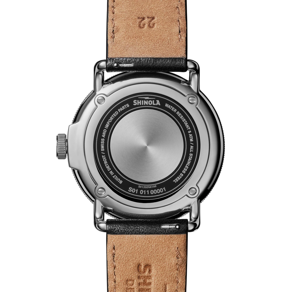 Shinola Canfield C56 quartz 43mm Black Dial, strap