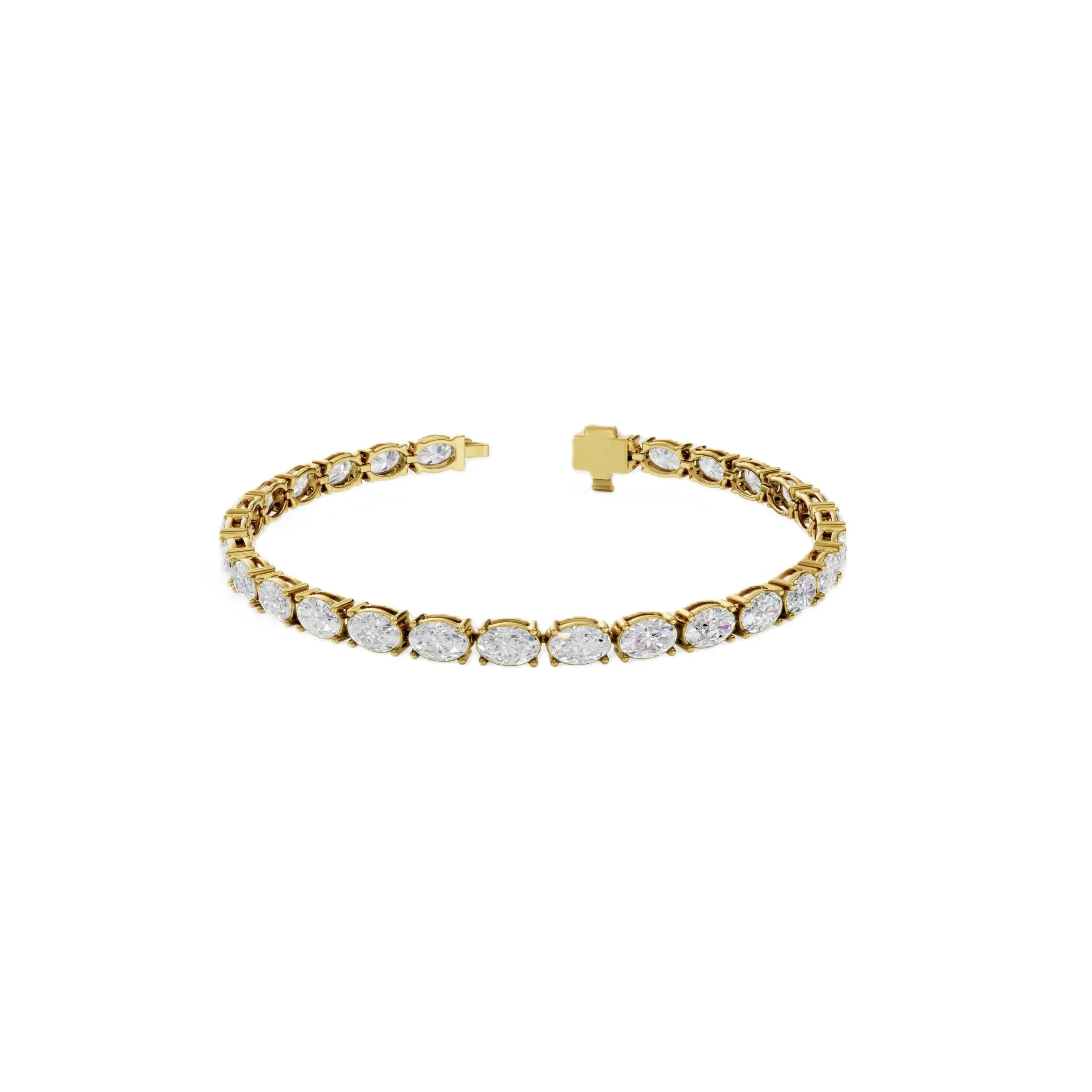 14k Gold Oval Brilliant Cut E/F, VS+ East-West Lab Diamond Tennis Bracelet - Shami Fine Watchmaking & Jewelry