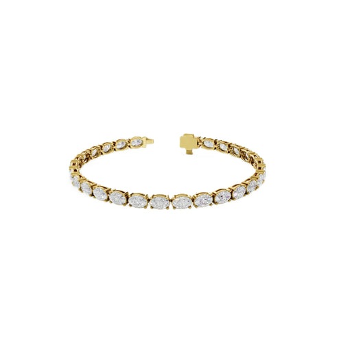14k Gold Oval Brilliant Cut E/F, VS+ East-West Lab Diamond Tennis Bracelet - Shami Fine Watchmaking & Jewelry