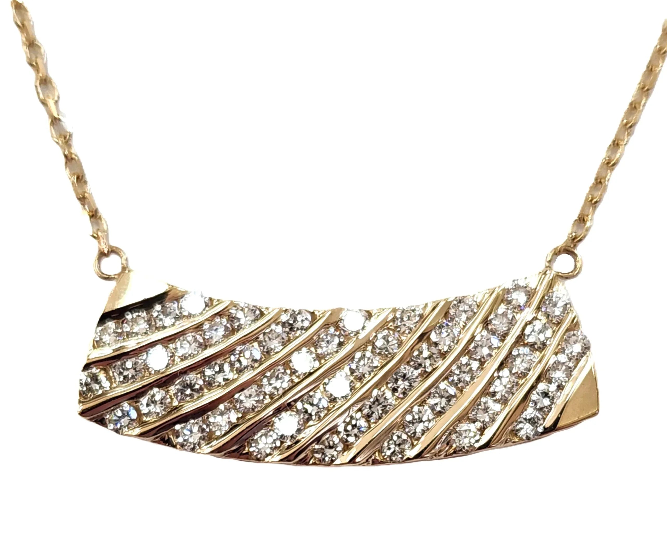 1 carat natural diamond bar necklace in 14k gold - Shami Fine Watchmaking & Jewelry