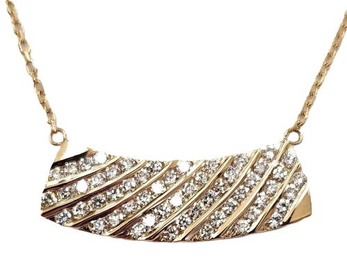 1 carat natural diamond bar necklace in 14k gold - Shami Fine Watchmaking & Jewelry