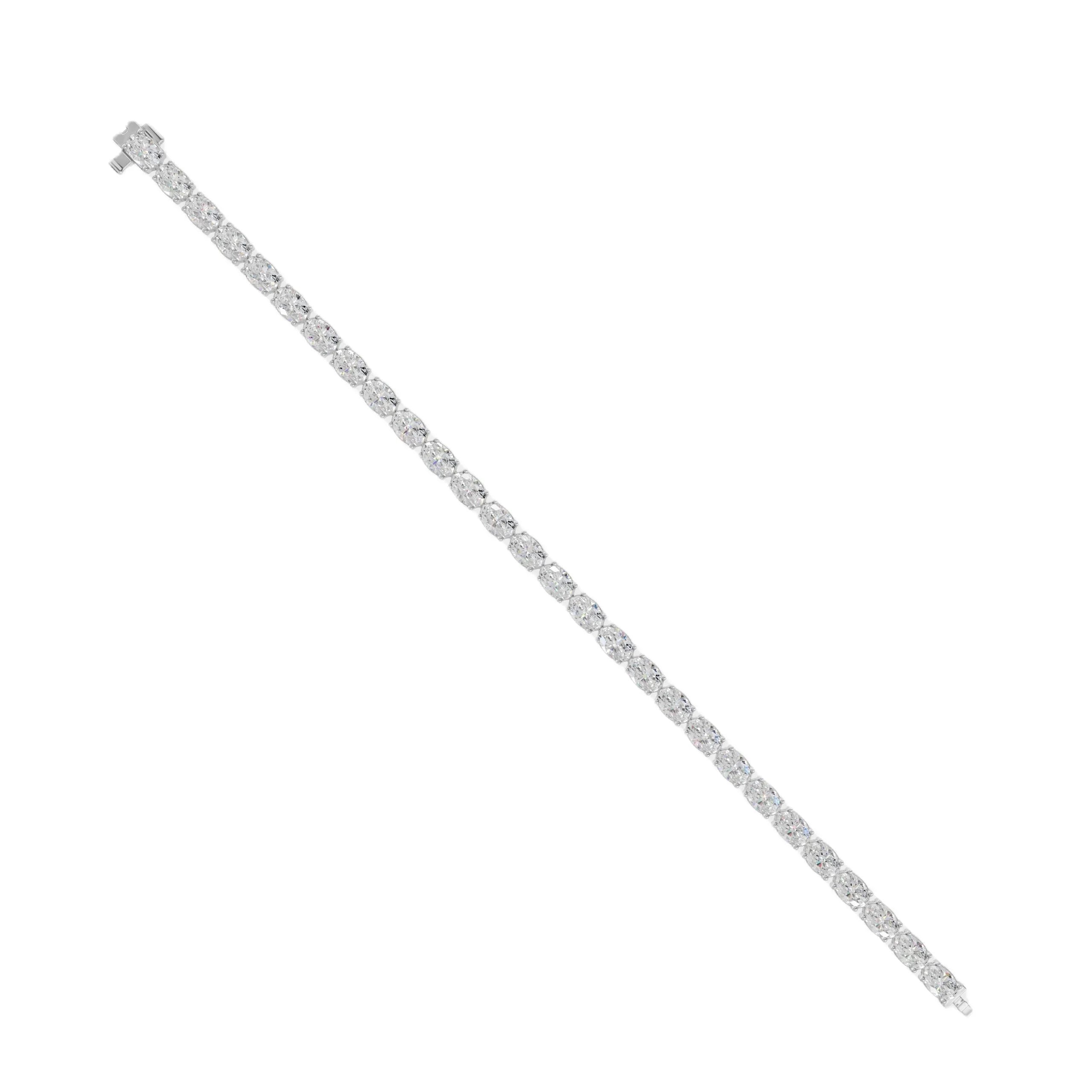 14k Gold Oval Brilliant Cut E/F, VS+ East-West Lab Diamond Tennis Bracelet - Shami Fine Watchmaking & Jewelry