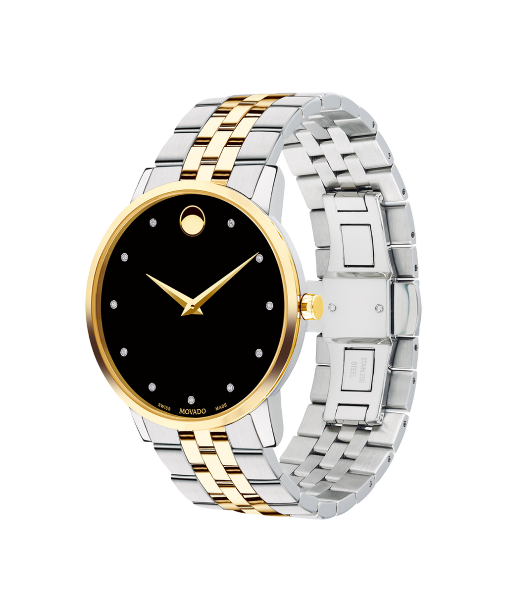 Museum Classic, Quartz, Black Diamond Dial, 40 mm, yellow gold PVD, stainless steel case, Bracelet