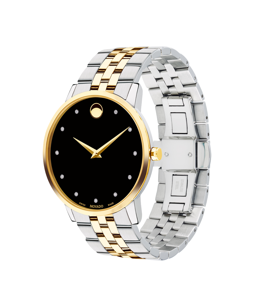 Museum Classic, Quartz, Black Diamond Dial, 40 mm, yellow gold PVD, stainless steel case, Bracelet