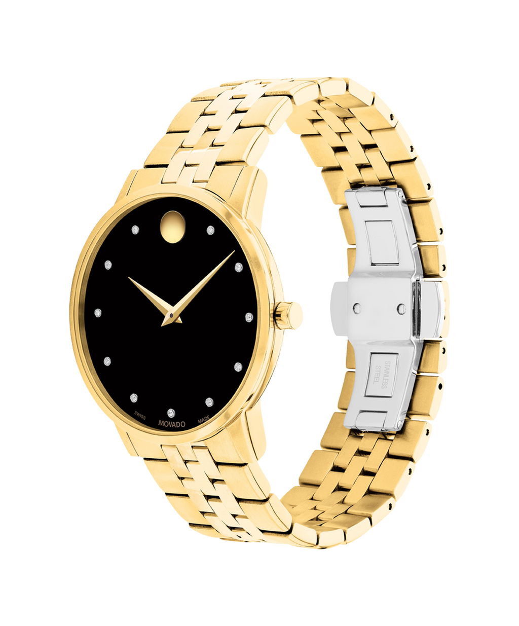 Museum Classic, Quartz, Black Diamond Dial, 40 mm, yellow gold PVD, Bracelet