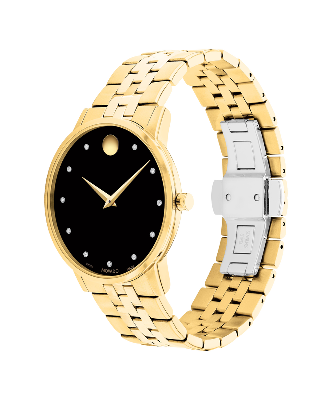 Museum Classic, Quartz, Black Diamond Dial, 40 mm, yellow gold PVD, Bracelet