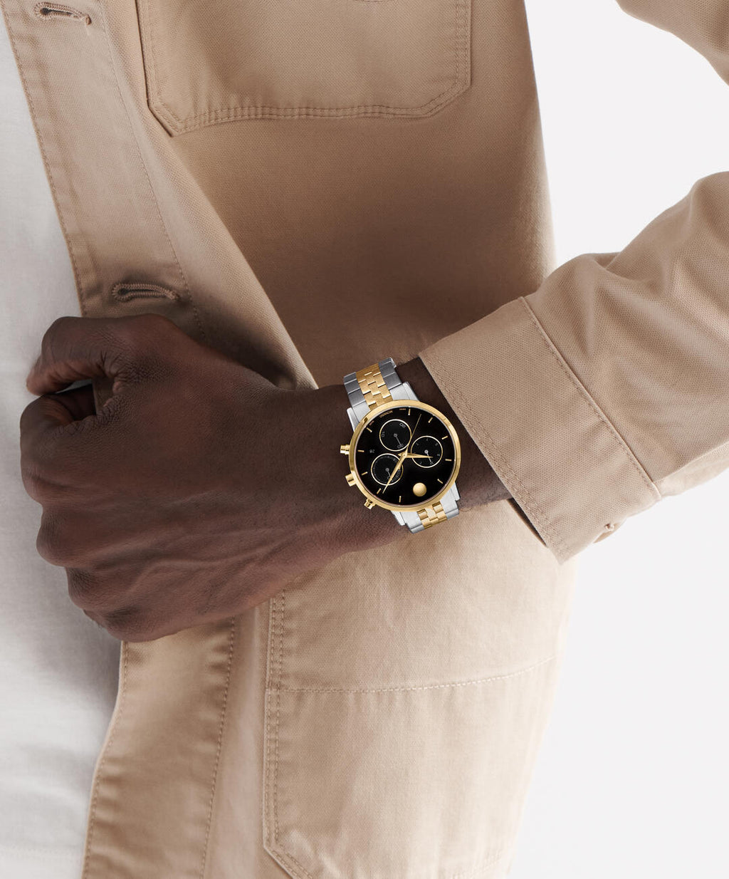 Museum Classic Chrono, Black Dial, 42mm Gold PVD Case, Bracelet