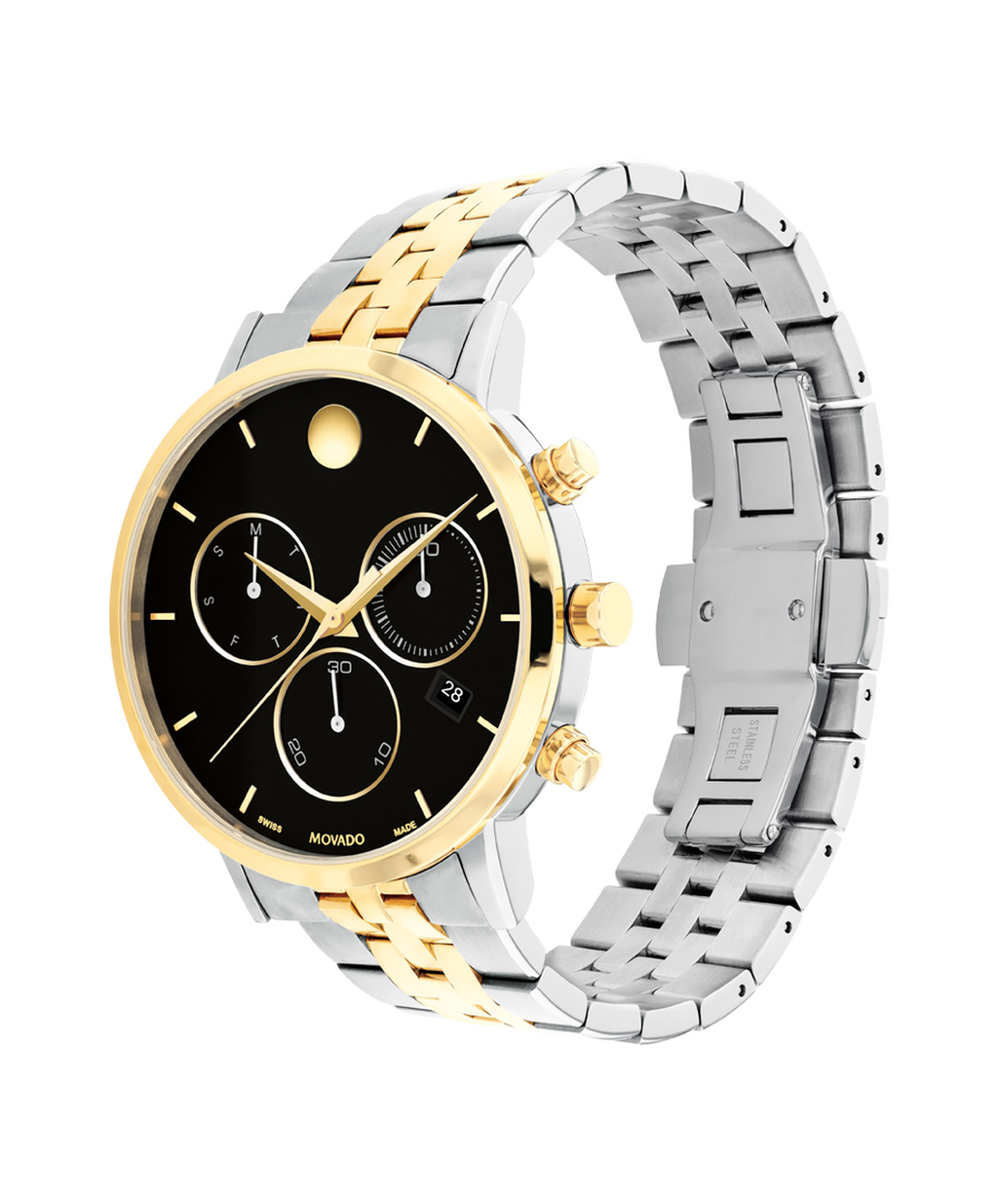 Museum Classic Chrono, Black Dial, 42mm Gold PVD Case, Bracelet