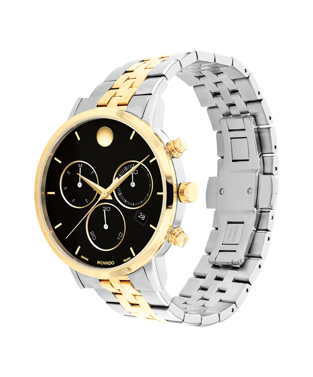 Museum Classic Chrono, Black Dial, 42mm Gold PVD Case, Bracelet