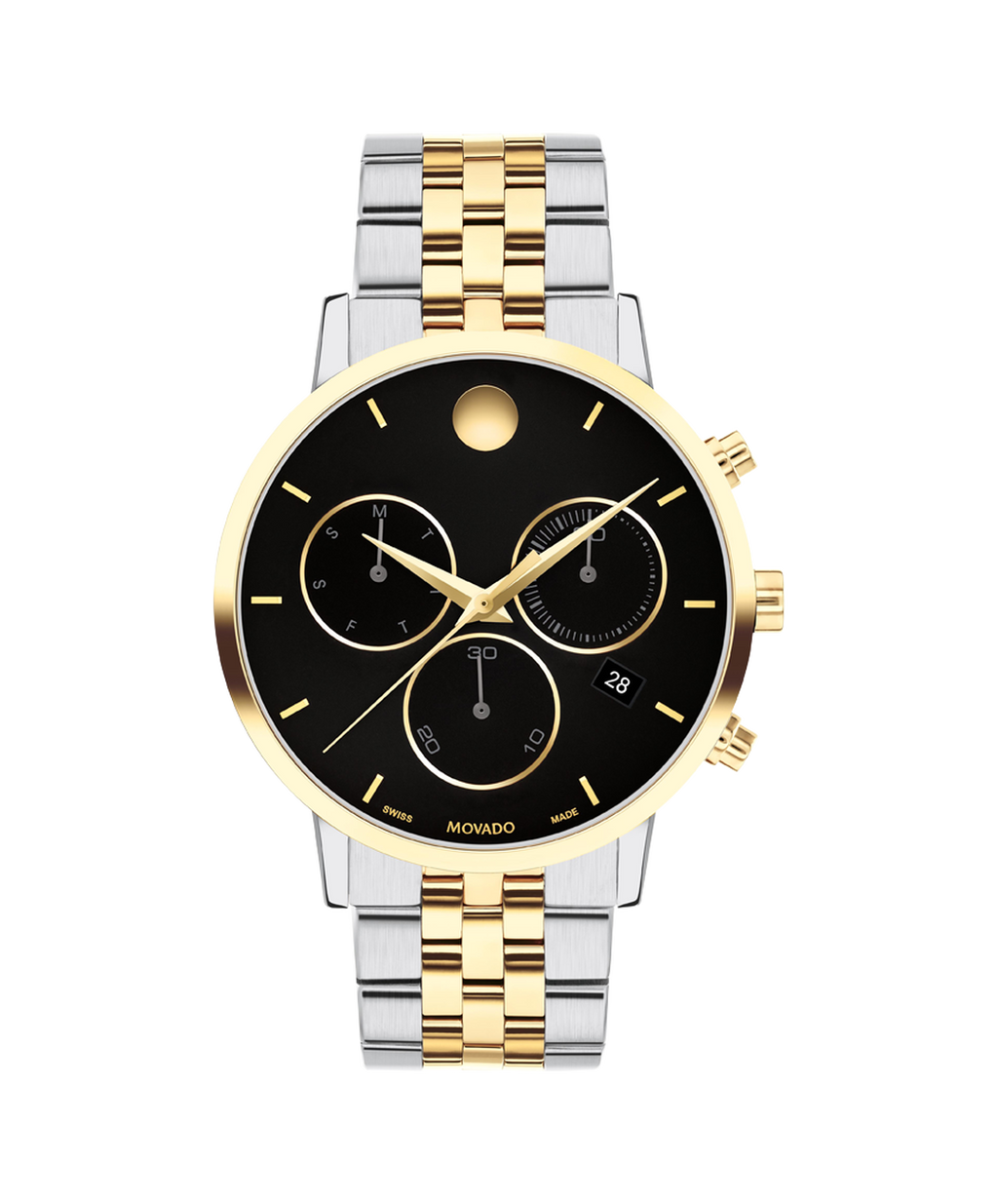 Museum Classic Chrono, Black Dial, 42mm Gold PVD Case, Bracelet