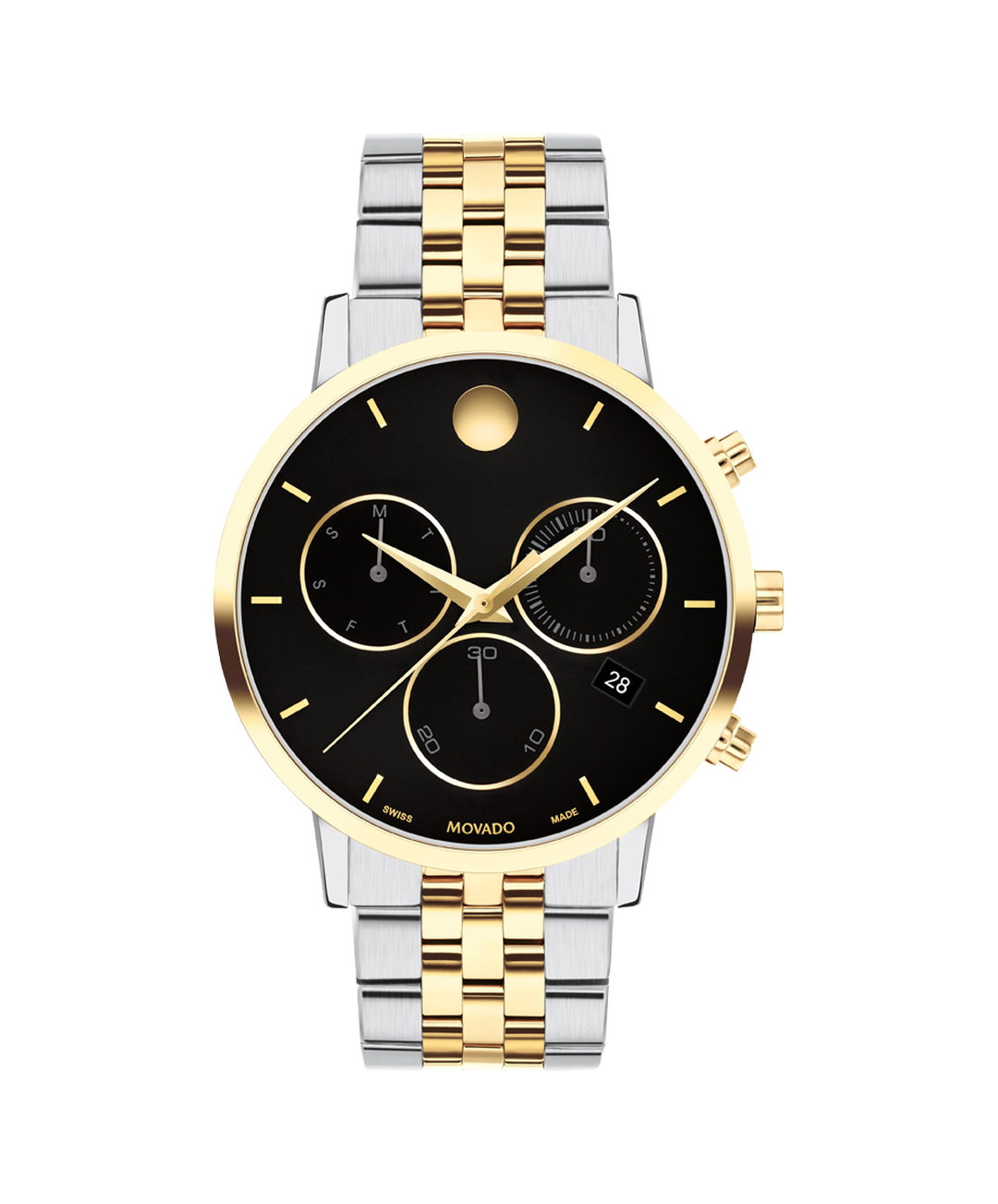 Museum Classic Chrono, Black Dial, 42mm Gold PVD Case, Bracelet