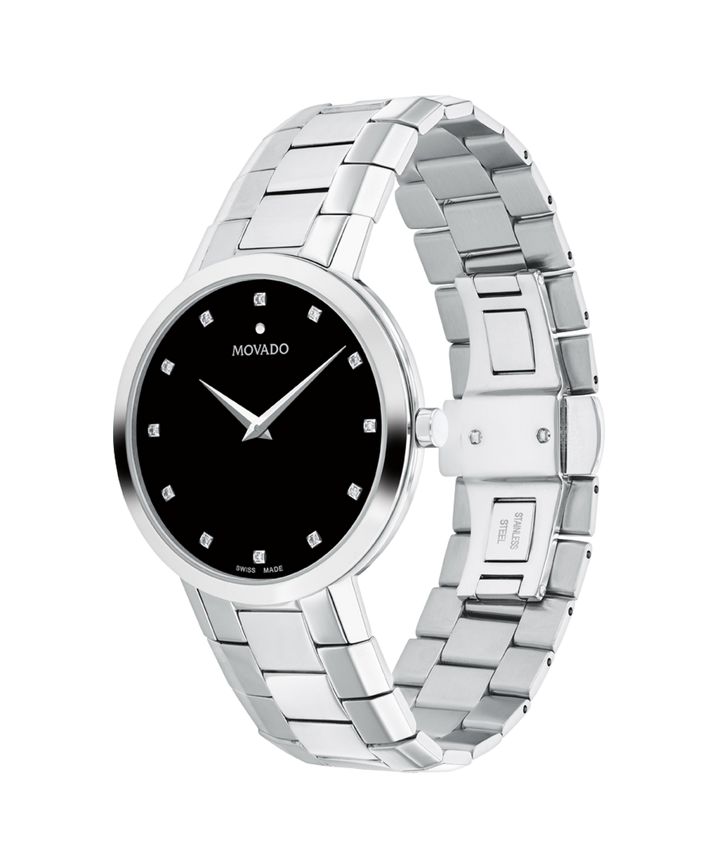 Faceto, Quartz, Black Dial, 39mm Stainless Steel Case, Bracelet