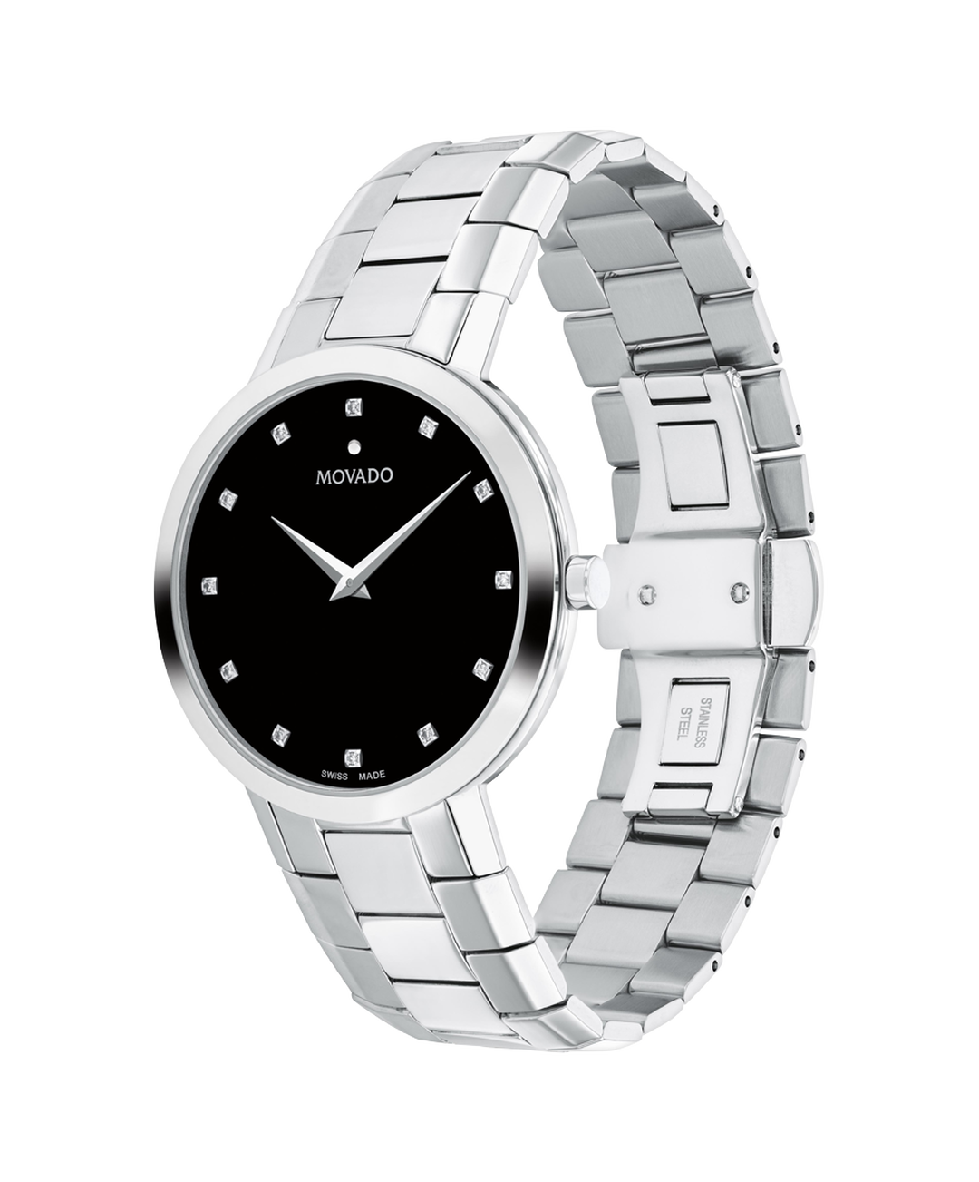 Faceto, Quartz, Black Dial, 39mm Stainless Steel Case, Bracelet