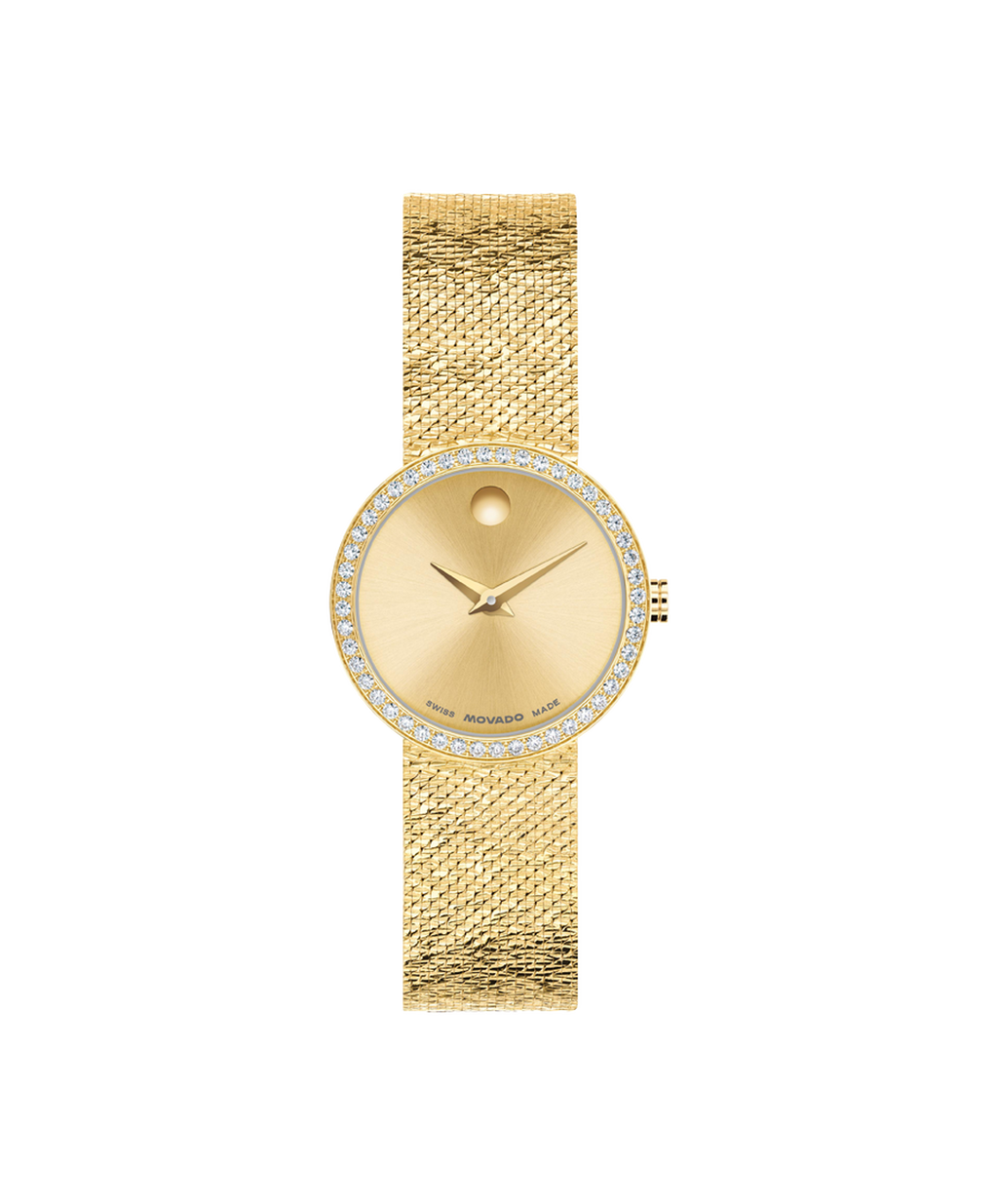 Museum Velura, Quartz, Gold Dial, 25m Gold PVD Case, Lab Diamond Bezel, Mesh Bracelet