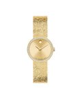 Museum Velura, Quartz, Gold Dial, 25m Gold PVD Case, Lab Diamond Bezel, Mesh Bracelet