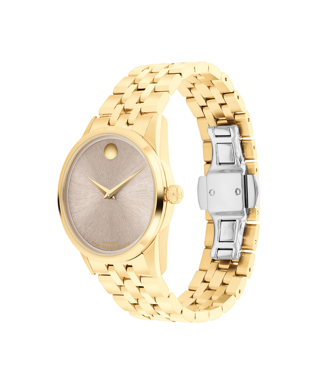 Museum Classic, Automatic, Sunburst Dial, 33mm gold PVD Case, Bracelet