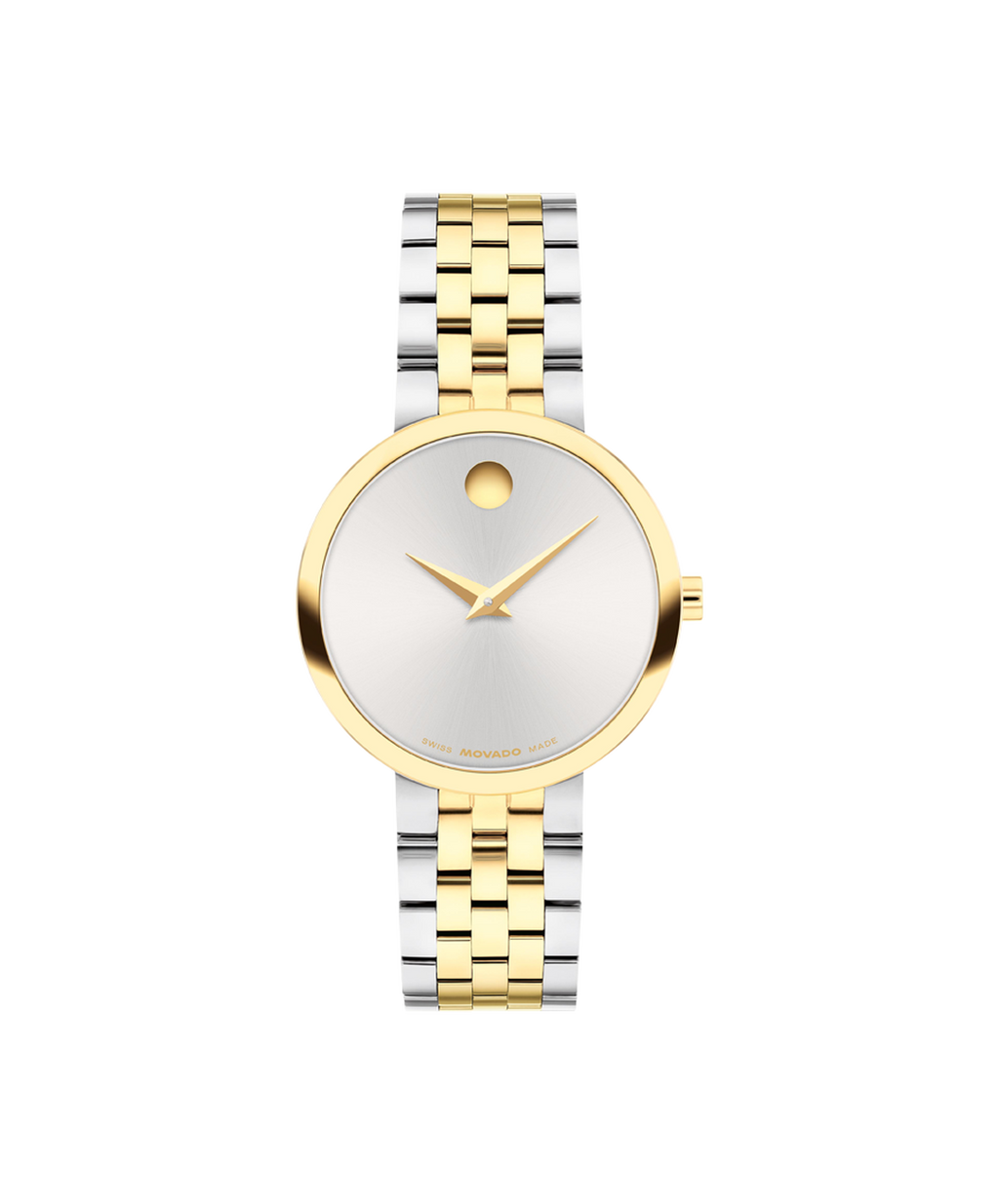 Movado Classic, Silver Dial, 29.5mm Gold PVD Stainless Steel Case, Bracelet