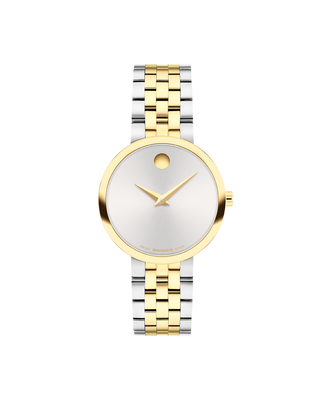 Movado Classic, Silver Dial, 29.5mm Gold PVD Stainless Steel Case, Bracelet