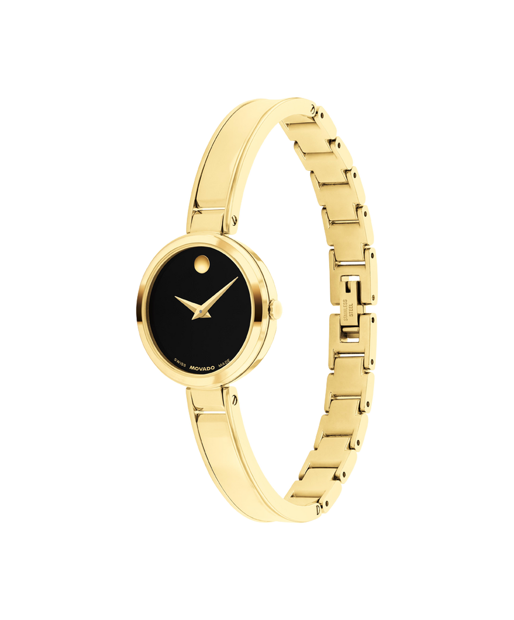 Moda, Quartz, Black Dial, 24mm Gold PVD Stainless Steel Case, Bangle Bracelel
