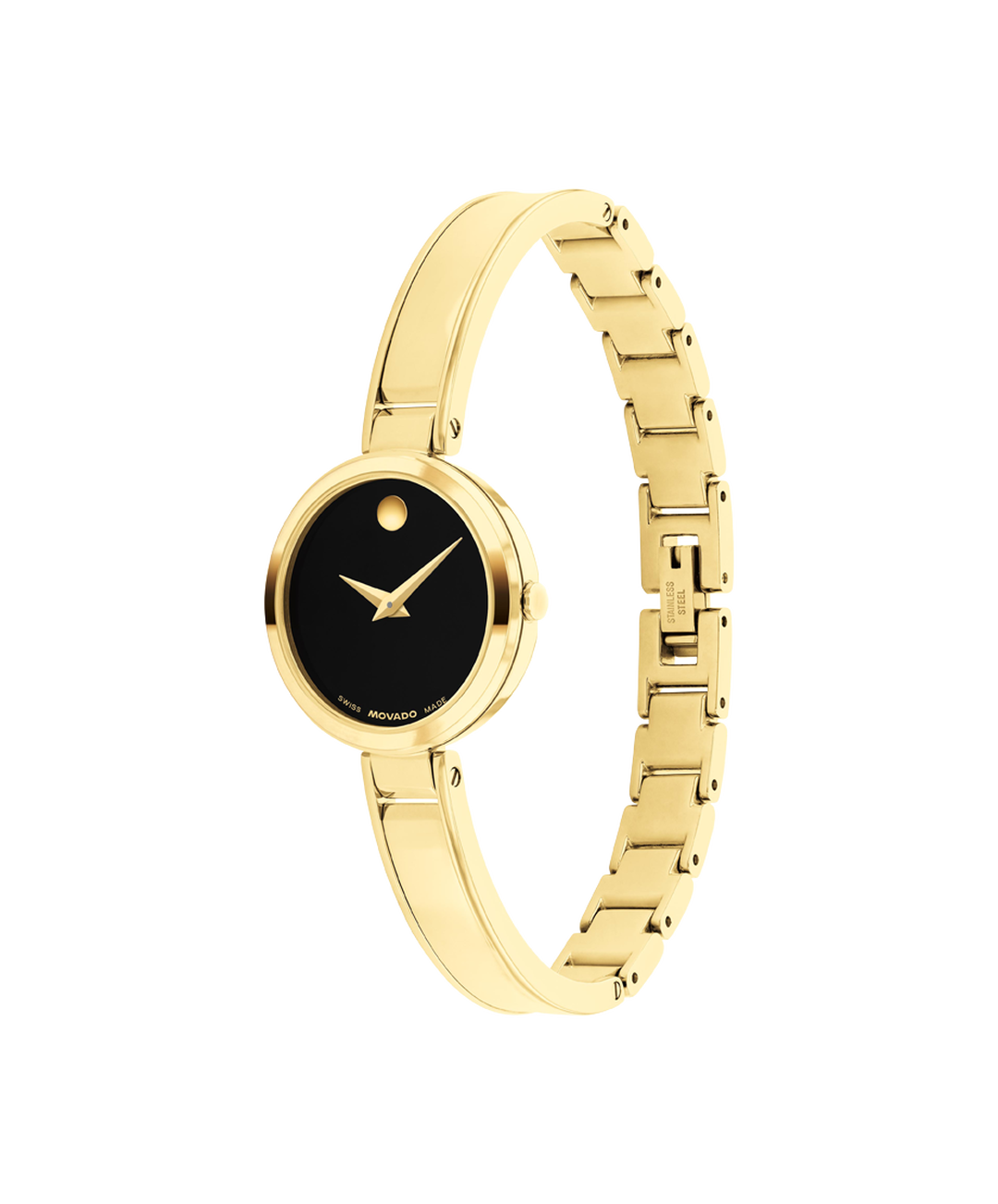 Moda, Quartz, Black Dial, 24mm Gold PVD Stainless Steel Case, Bangle Bracelel