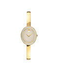 Museum Bangle, Quartz, Beige Dial, Lab Diamond Bezel, 21.5mm by 25.5mm, yellow gold PVD, Bangle