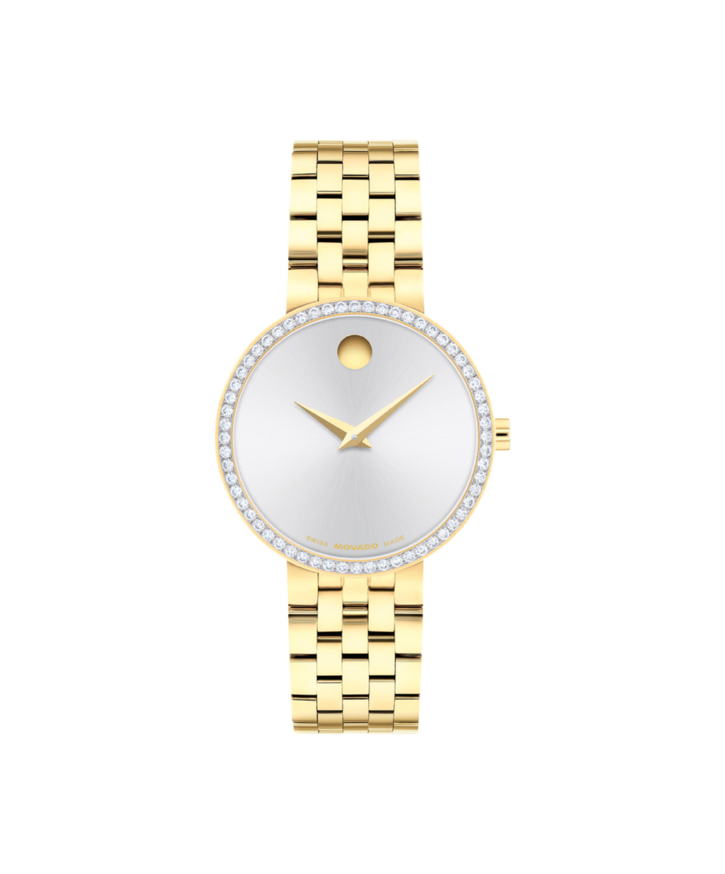 Museum Classic, Quartz, Silver Dial, Lab Diamond Bezel 29.5mm Gold PVD Case, Bracelet