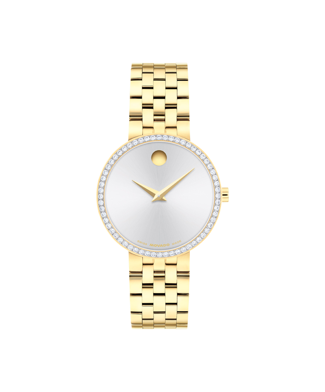 Museum Classic, Quartz, Silver Dial, Lab Diamond Bezel 29.5mm Gold PVD Case, Bracelet