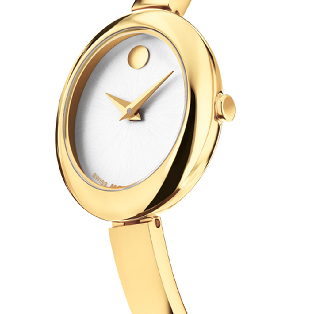 Museum Bangle, Quartz, Whited Dial, 21.5mm by 25.5mm, yellow gold PVD, Bangle