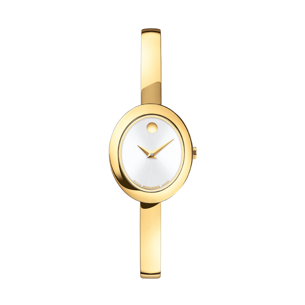 Museum Bangle, Quartz, Whited Dial, 21.5mm by 25.5mm, yellow gold PVD, Bangle