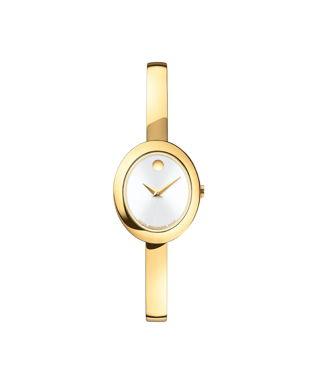 Museum Bangle, Quartz, White Dial, 21.5mm by 25.5mm, yellow gold PVD, Bangle