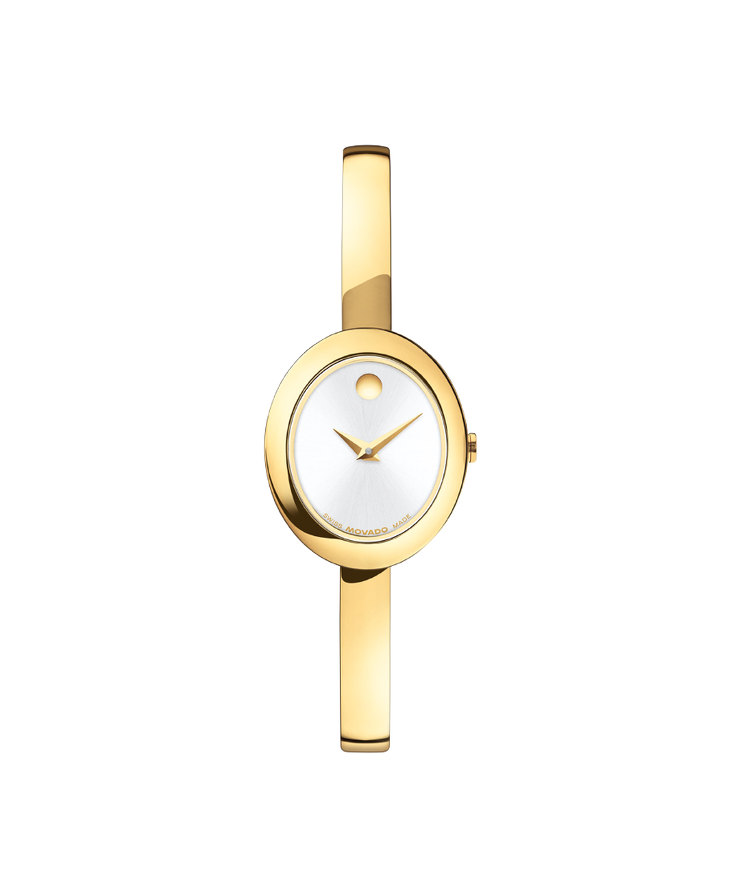 Museum Bangle, Quartz, White Dial, 21.5mm by 25.5mm, yellow gold PVD, Bangle