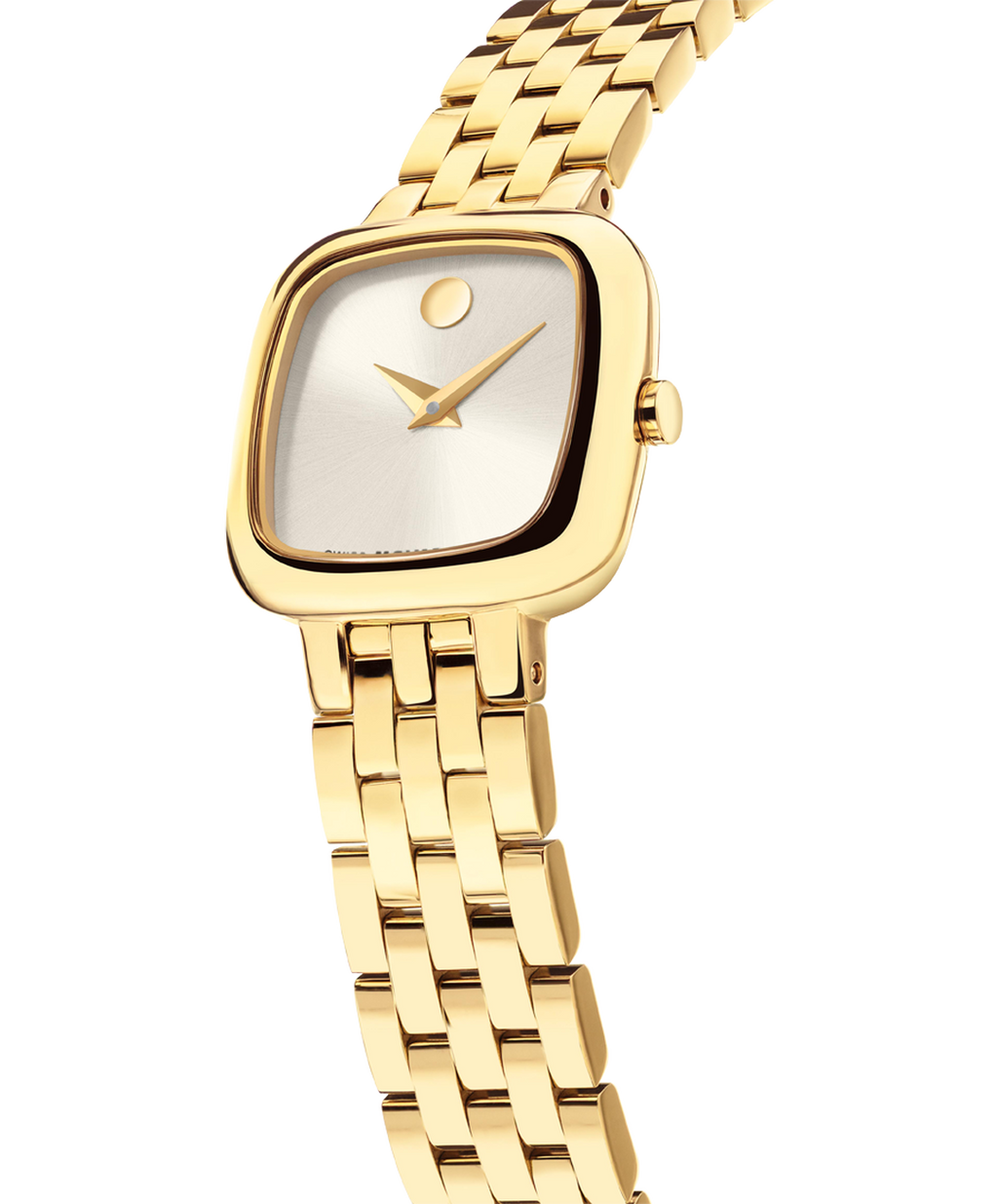 Museum Mini Cushion, Quartz, Silver Dial, 22mm Gold PVD Case, Bracelet