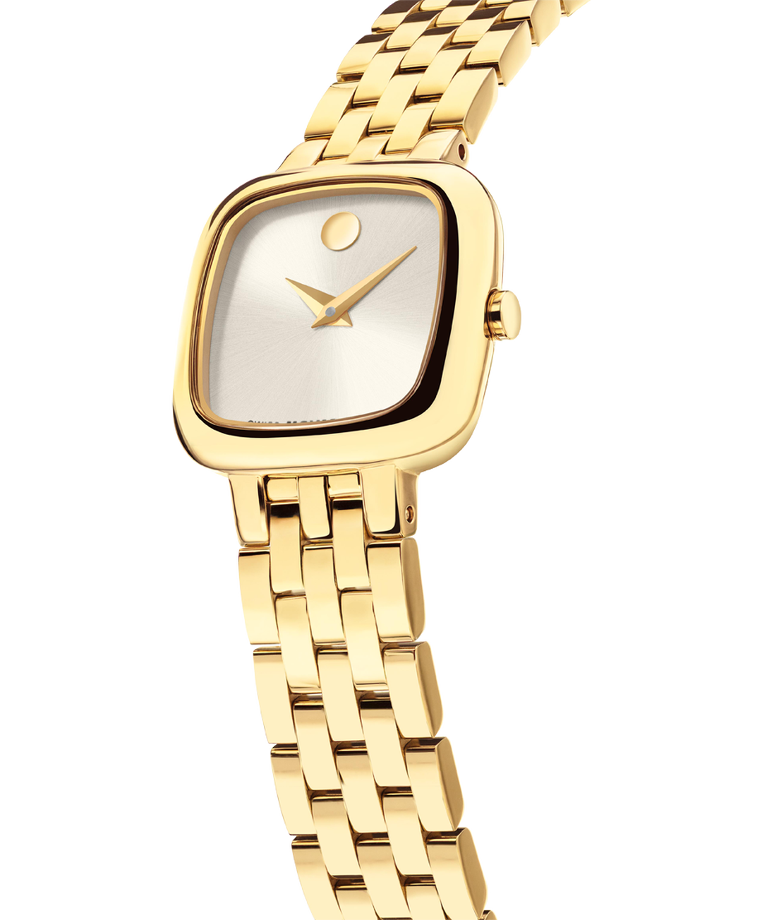Museum Mini Cushion, Quartz, Silver Dial, 22mm Gold PVD Case, Bracelet