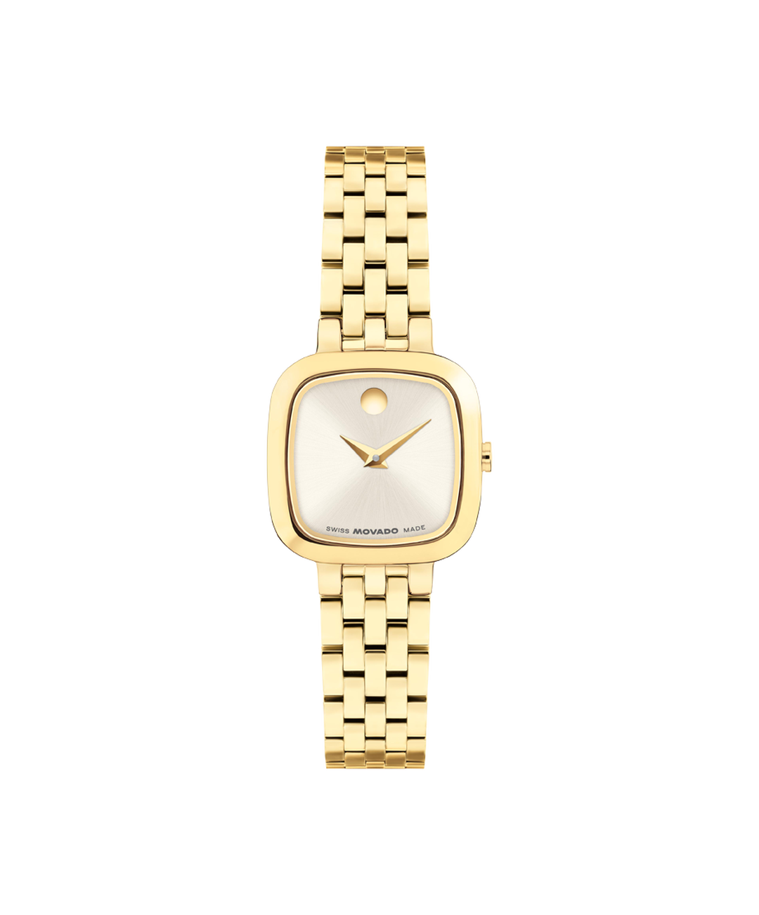 Museum Mini Cushion, Quartz, Silver Dial, 22mm Gold PVD Case, Bracelet