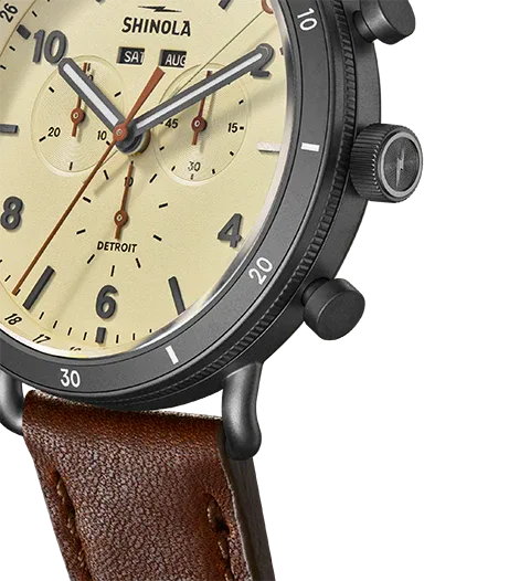 Shinola Canfield Sport chrono quartz 45mm cream dial strap - Shami Fine Watchmaking & Jewelry