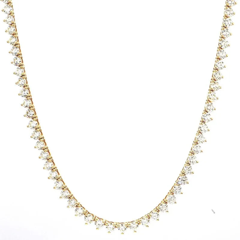 18k yellow gold 3-prong 5 carat 51 natural diamond tennis necklace - Shami Fine Watchmaking & Jewelry