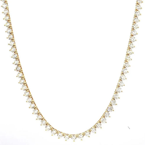 18k yellow gold 3-prong 5 carat 51 natural diamond tennis necklace - Shami Fine Watchmaking & Jewelry