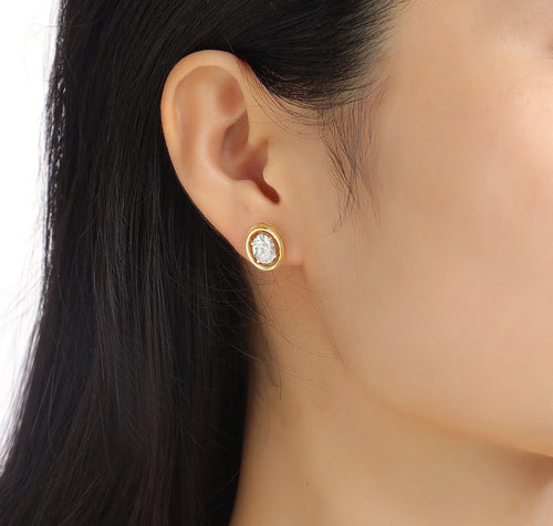 2.02 cttw Stud Oval Lab Diamond Earrings set in 14k Yellow Gold - Shami Fine Watchmaking & Jewelry