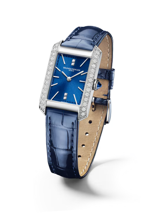 Hampton 10709 Quartz, Diamond-Set 35 x 22 mm Steel Case, Leather Strap