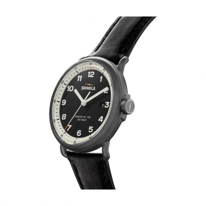Shinola Canfield C56 quartz 43mm Black Dial, Alabaster Rehaut, strap