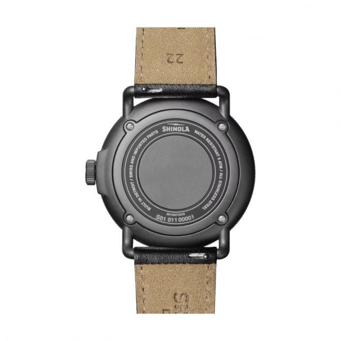 Shinola Canfield C56 quartz 43mm Black Dial, Alabaster Rehaut, strap