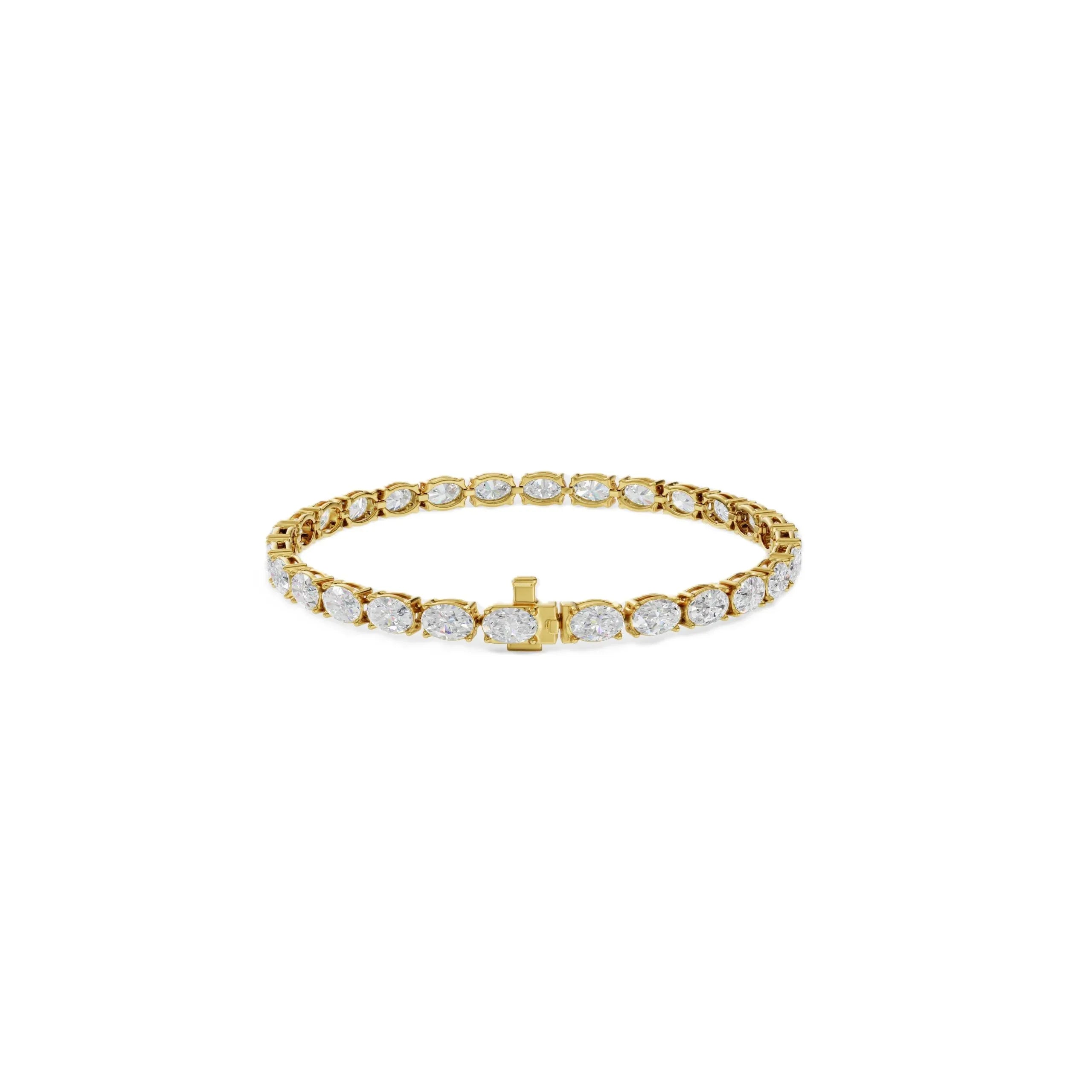14k Gold Oval Brilliant Cut E/F, VS+ East-West Lab Diamond Tennis Bracelet - Shami Fine Watchmaking & Jewelry