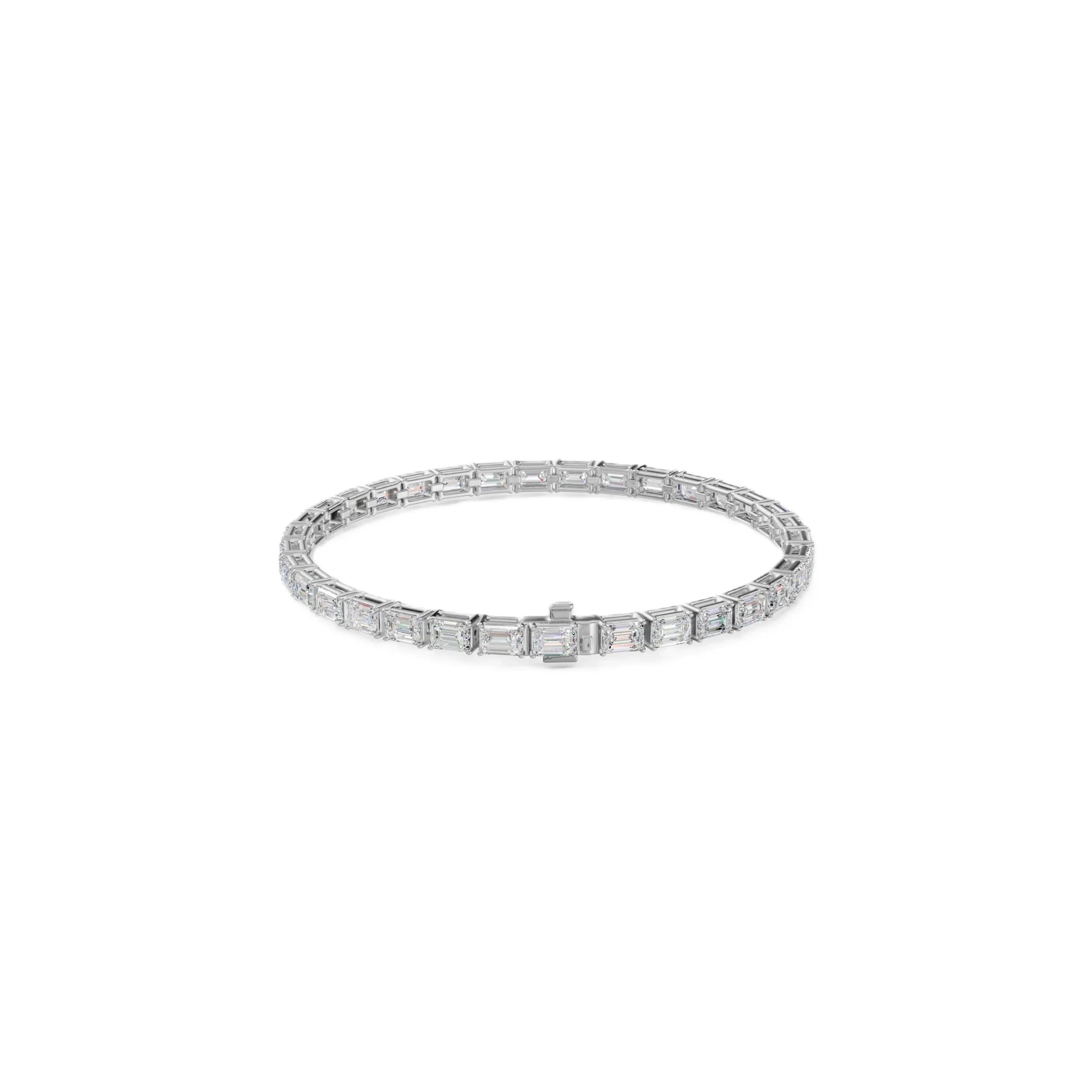 14k Gold Emerald Cut E/F, VS+ East-West Lab Diamond Tennis Bracelet - Shami Fine Watchmaking & Jewelry