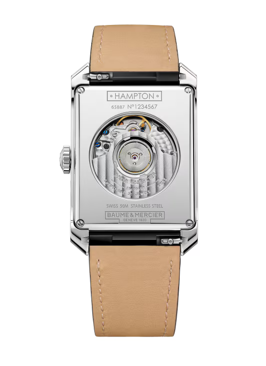 Hampton 10523 Automatic Watch, Dual Time, Big Date, 48 x 31 mm Steel Case, Leather Strap