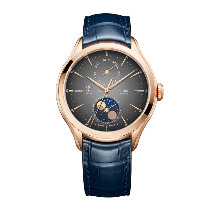 Clifton 10547 Automatic Watch, Day, Date, Moon Phase, 42 mm, Leather
