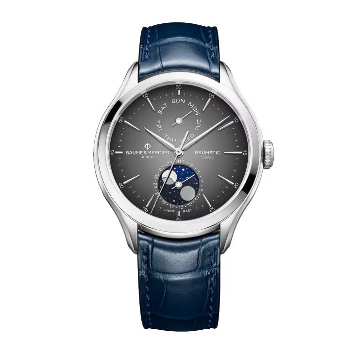 Clifton 10548 Automatic Watch, Day, Date, Moon Phase, 42 mm, Leather