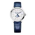 Classima 10633 Automatic, Moon Phase Display, Diamond-Set Dial, 34 mm Steel Case, Leather