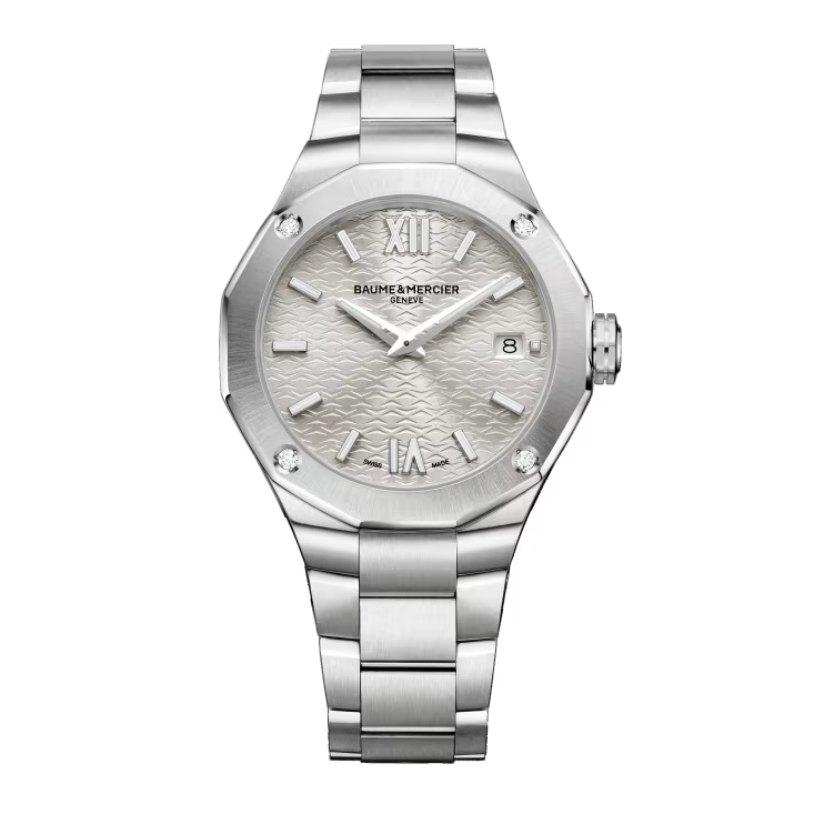 Riviera 10614 Quartz, Date Display, 36mm Diamond Set Steel Case & Bracelet