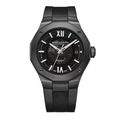Riviera 10617 42mm Black ADLC Steel Case, Dodecagonal Bezel, Exhibition Back, Automatic, Grey Dial, Rubber Strap