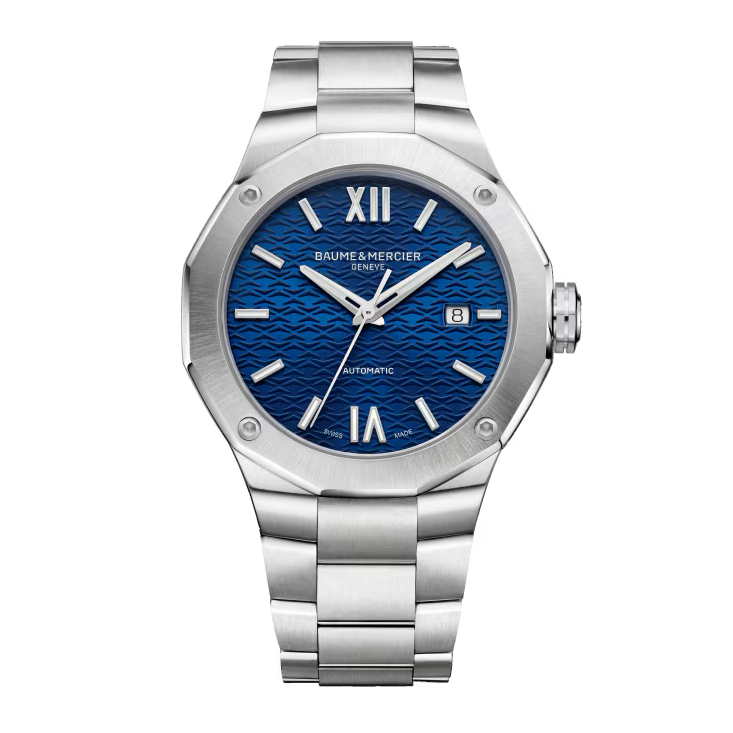 Riviera 10620 42mm Steel Case, Dodecagonal Steel Bezel, Exhibition Back, Automatic, Blue Dial, Steel Bracelet